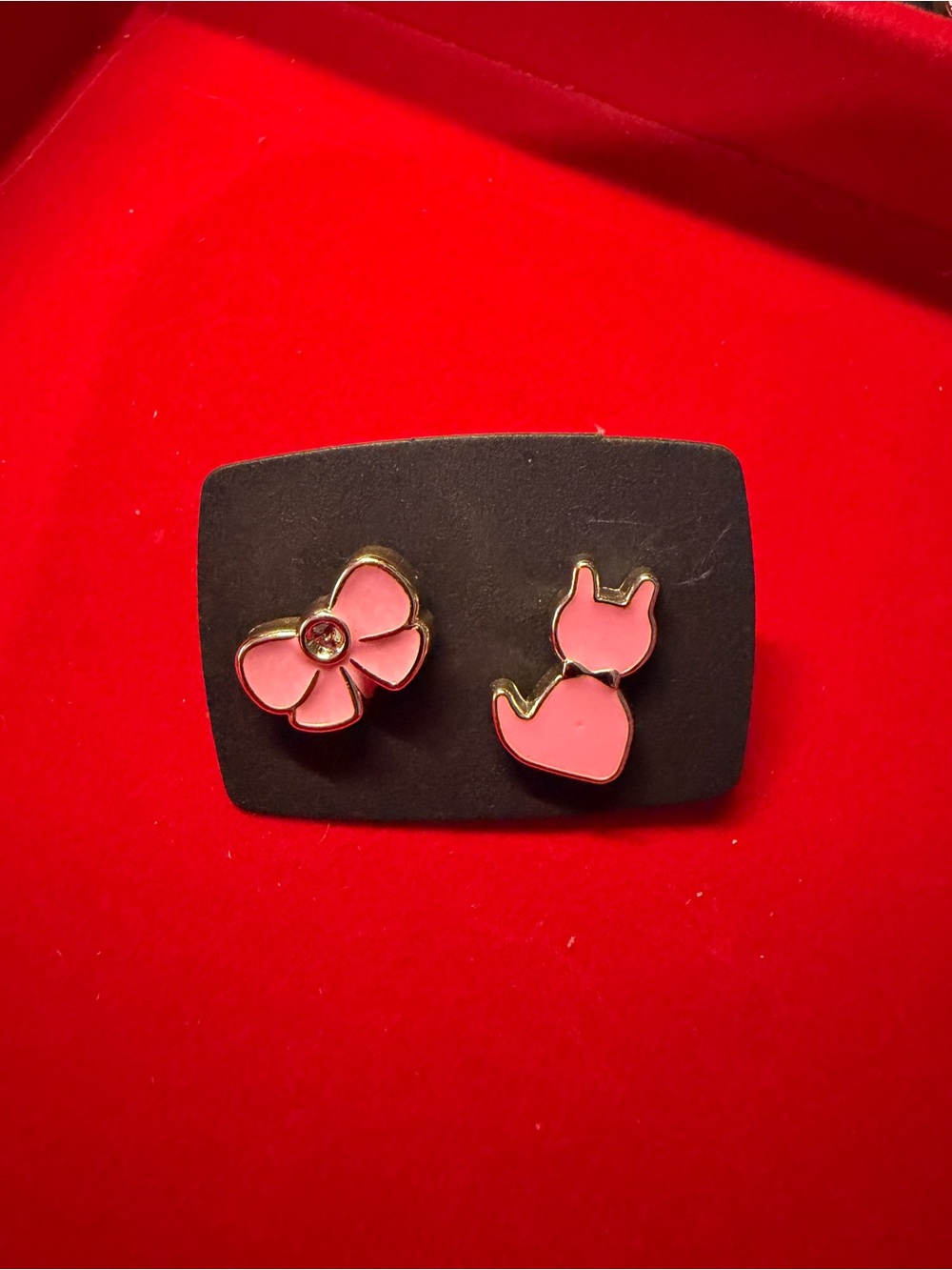 Cute Pink Bow and Cat Heart Brooch Set - Fashion Jewelry